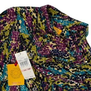 Ruby Rd. Petite Women's Jacket Multi Color Geometric Print Button Front Size 10P
